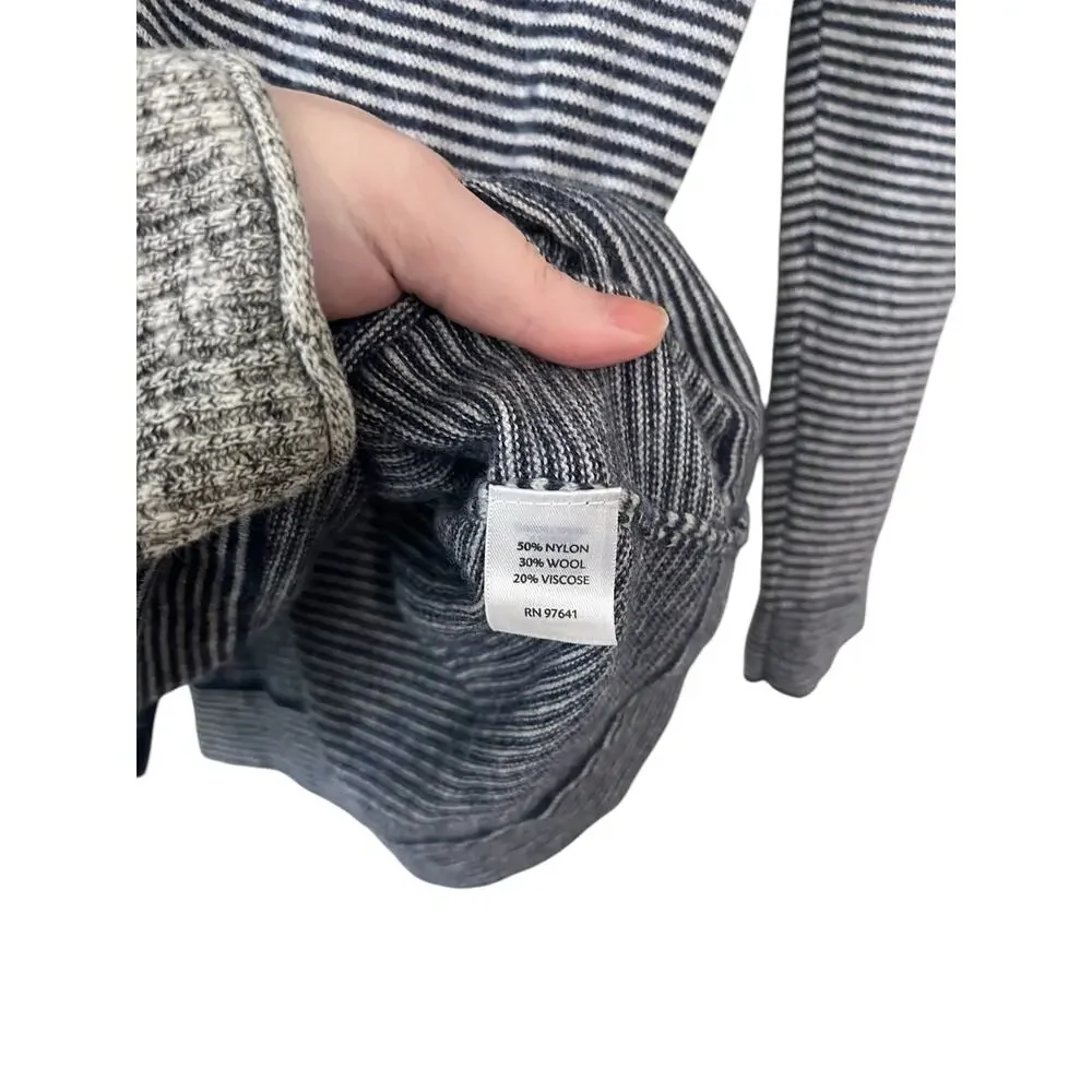 J. Jill Womens Long Sleeve Blue Striped Cardigan Wool Blend Sweater Size Small